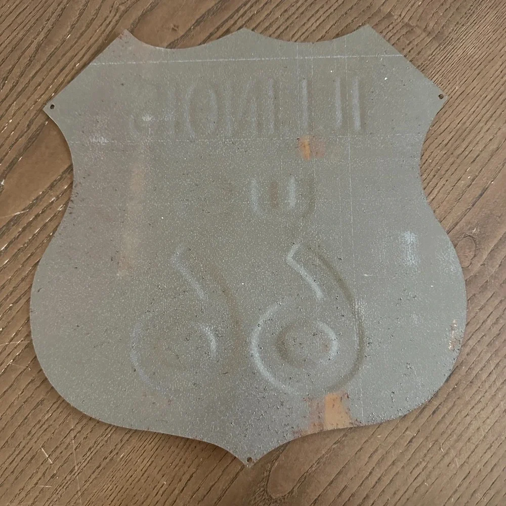 US‎ Route 66 Illinois Shield Metal Tin Embossed Historic Highway Sign